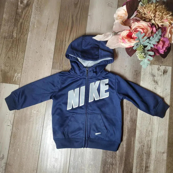 Nike Baby Boys Size 12m Blue and Gray Full Zip Hooded Track Jacket EUC - Picture 1 of 10